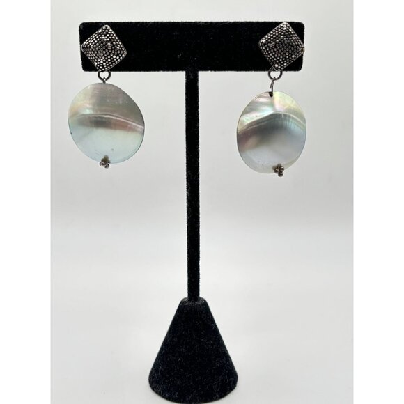 925 Sterling Silver & Mother Of Pearl Dangle Earrings - Picture 4 of 7